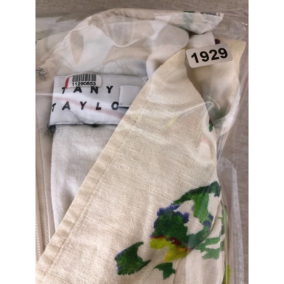 Tanya Taylor Inez Dress Lined V Neck Floral Midi Ivory 0 - Picture 16 of 16